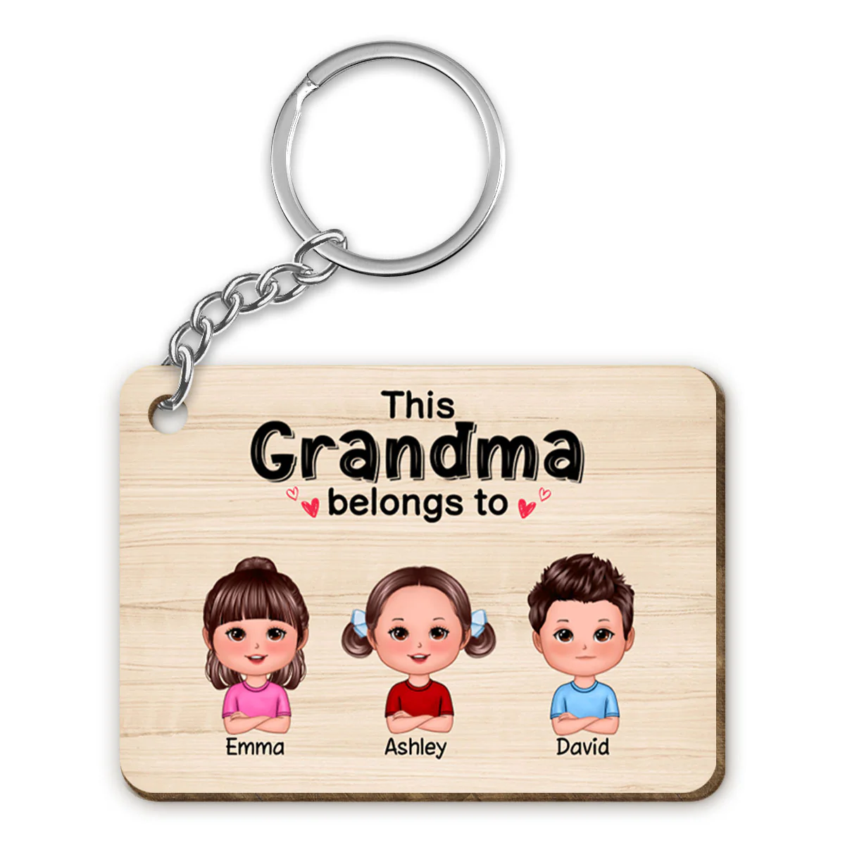 This Grandpa Grandma Dad Mom Belongs To Doll Kids Personalized Wooden Keychain