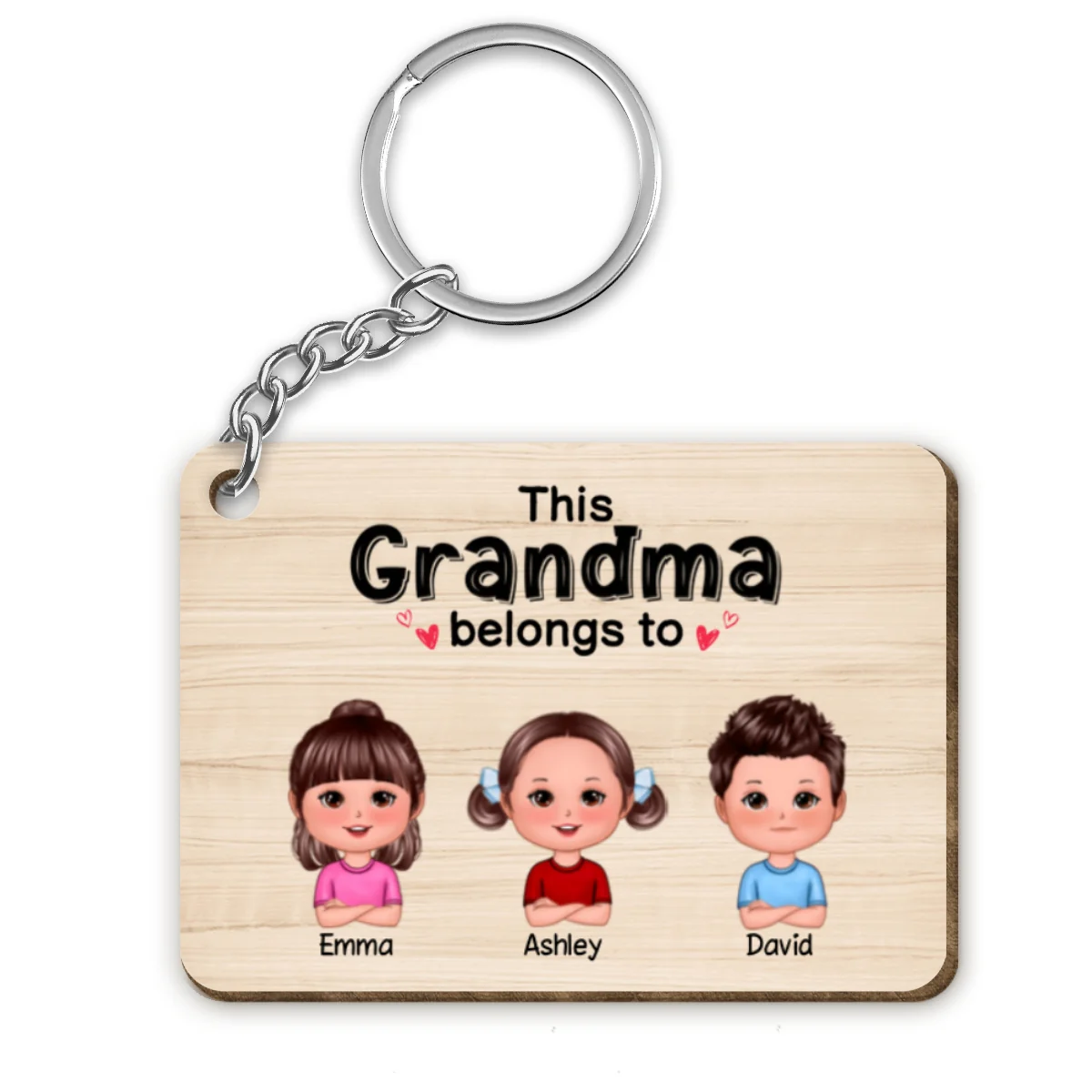 This Grandpa Grandma Dad Mom Belongs To Doll Kids Personalized Wooden Keychain - Image 4