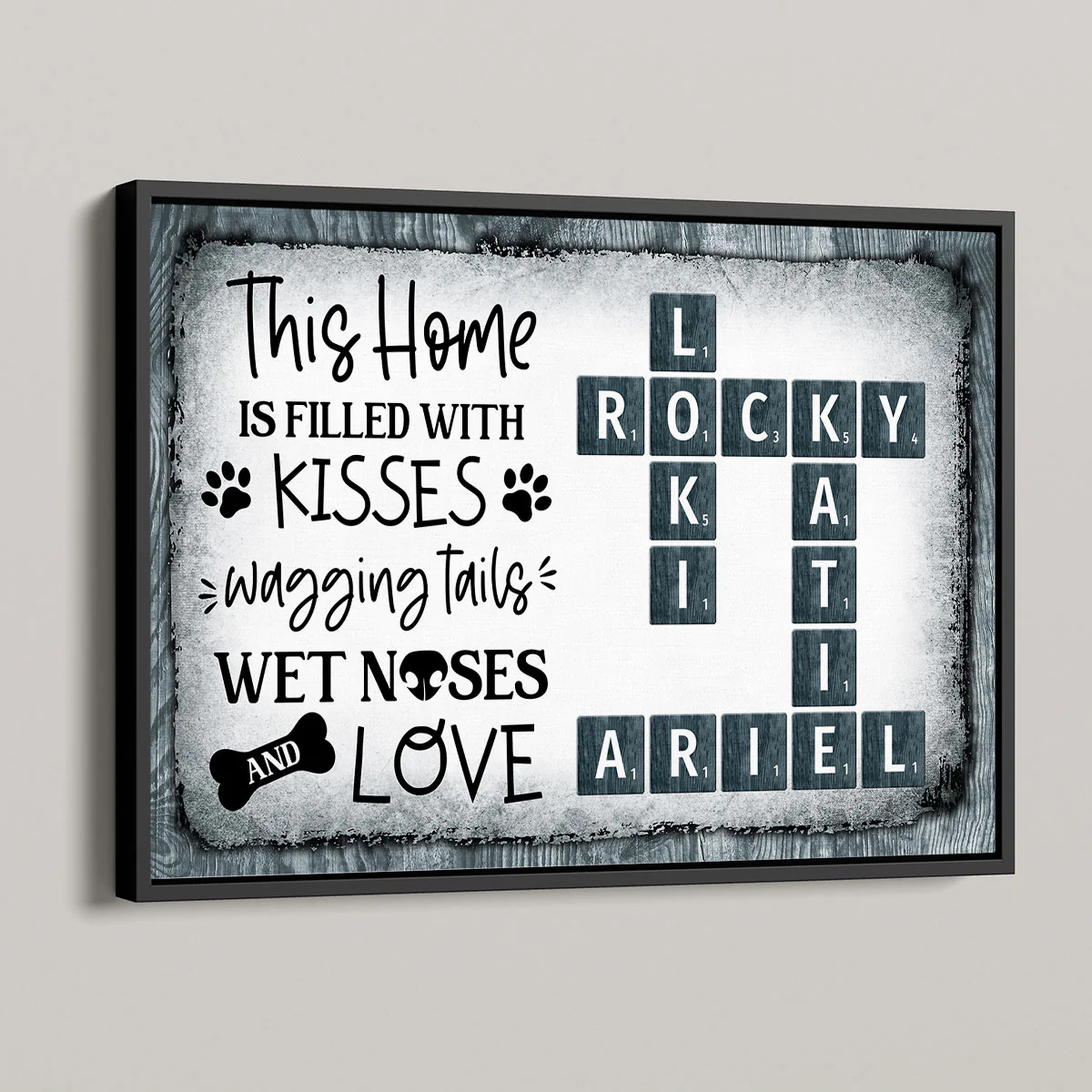 This Home Filled With Kisses Wagging Tails Dog Lover Crossword Puzzle Wall Art Personalized Poster