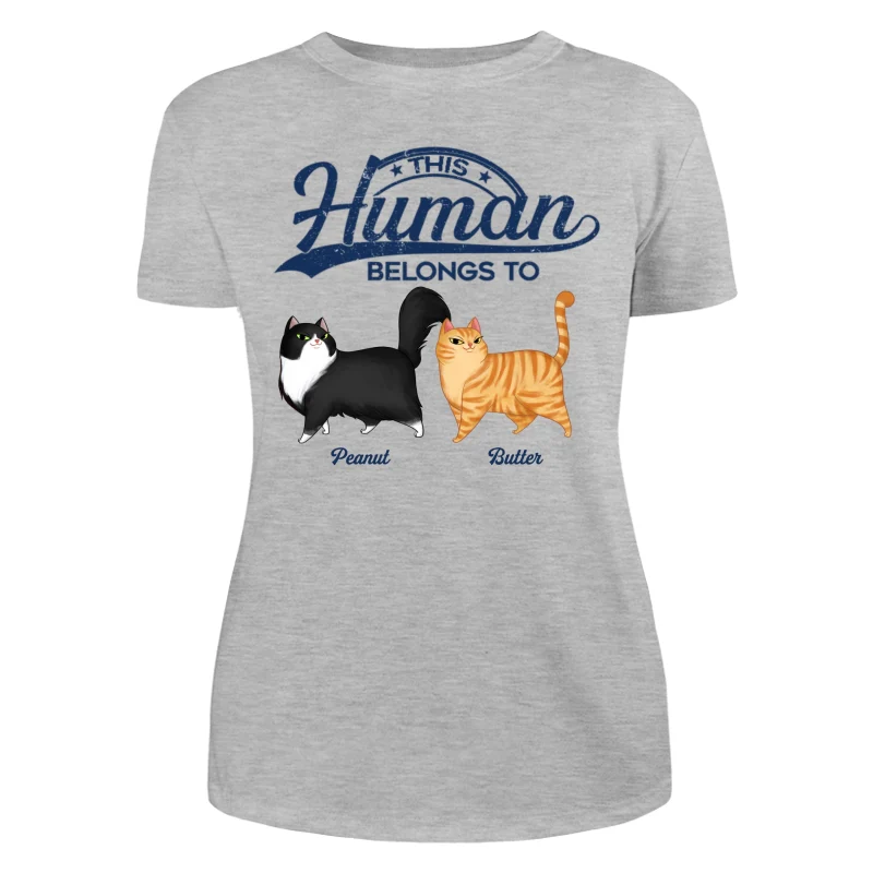 This Human Belongs To Cartoon Walking Cat Personalized Shirt - Image 6