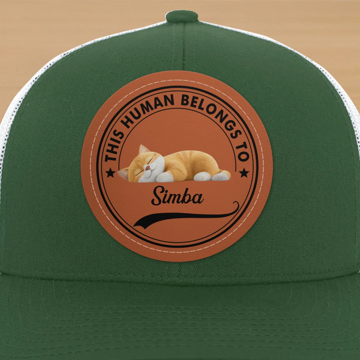 This Human Belongs To Cute Sleeping Cats Personalized Leather Patch Hat, Father's Day gift - Image 18