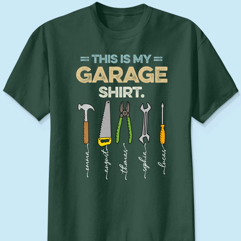 This Is My Garage Shirt Custom Kid Name - Personalized Shirt - Father's Day Gift For Mechanic Dad, Grandpa - Image 10