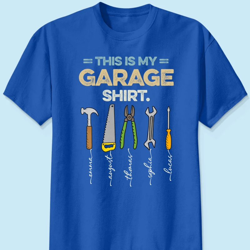 This Is My Garage Shirt Custom Kid Name - Personalized Shirt - Father's Day Gift For Mechanic Dad, Grandpa - Image 11