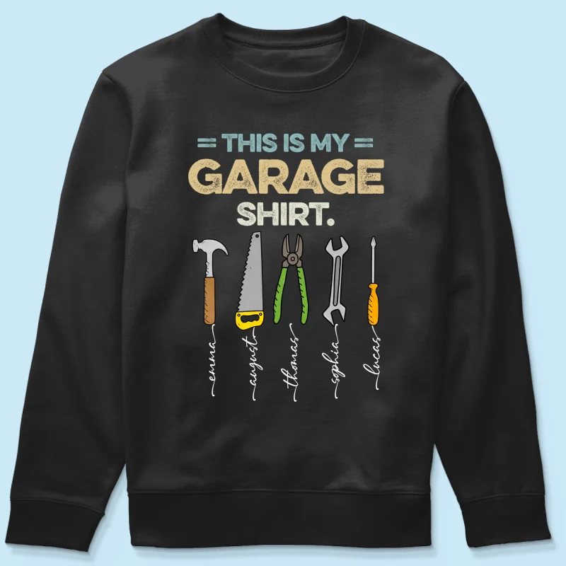 This Is My Garage Shirt Custom Kid Name - Personalized Shirt - Father's Day Gift For Mechanic Dad, Grandpa - Image 12