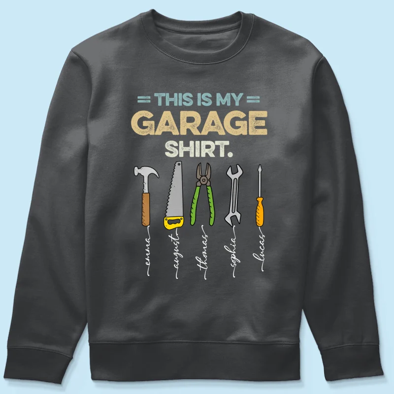 This Is My Garage Shirt Custom Kid Name - Personalized Shirt - Father's Day Gift For Mechanic Dad, Grandpa - Image 14