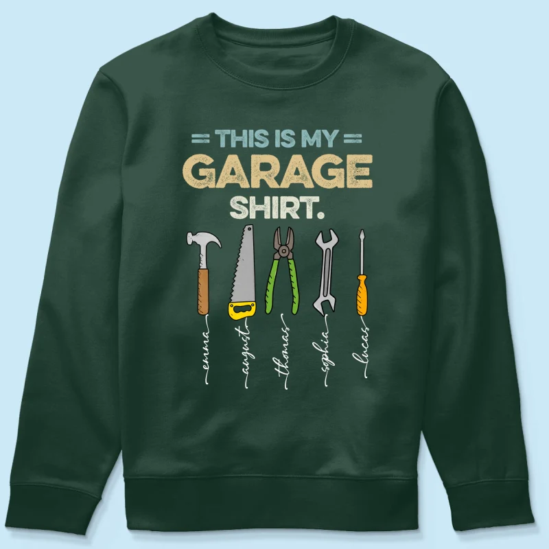 This Is My Garage Shirt Custom Kid Name - Personalized Shirt - Father's Day Gift For Mechanic Dad, Grandpa - Image 15