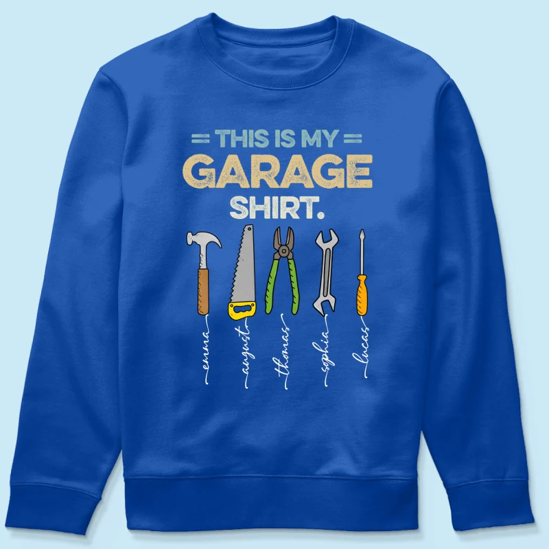 This Is My Garage Shirt Custom Kid Name - Personalized Shirt - Father's Day Gift For Mechanic Dad, Grandpa - Image 16
