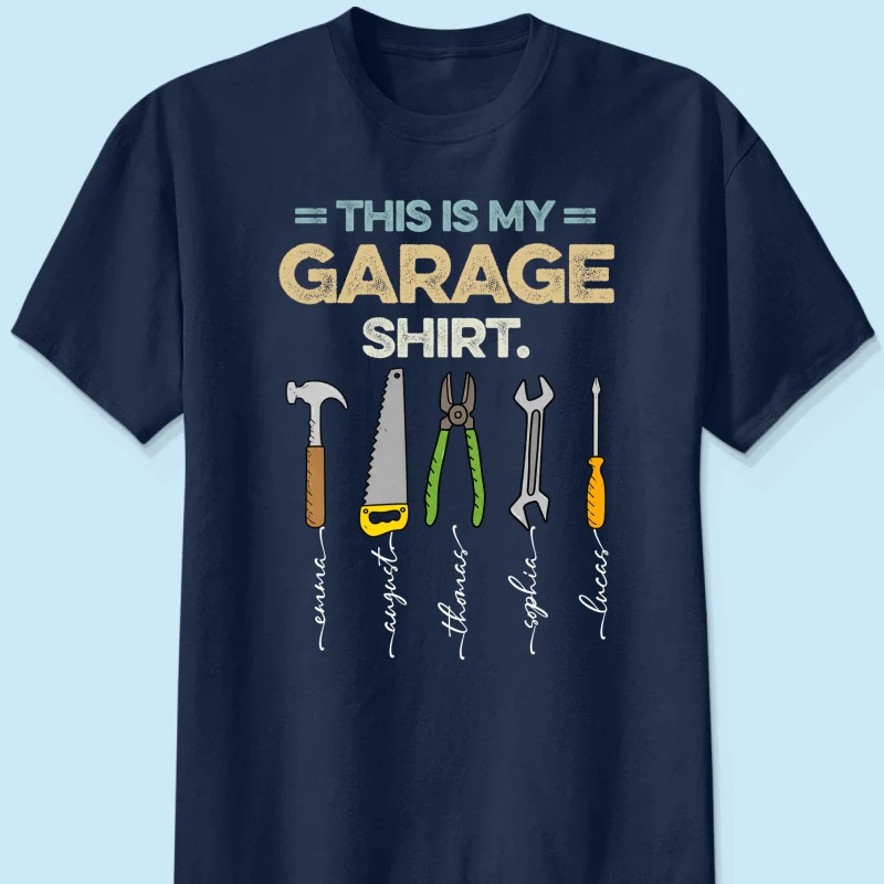 This Is My Garage Shirt Custom Kid Name - Personalized Shirt - Father's Day Gift For Mechanic Dad, Grandpa - Image 8
