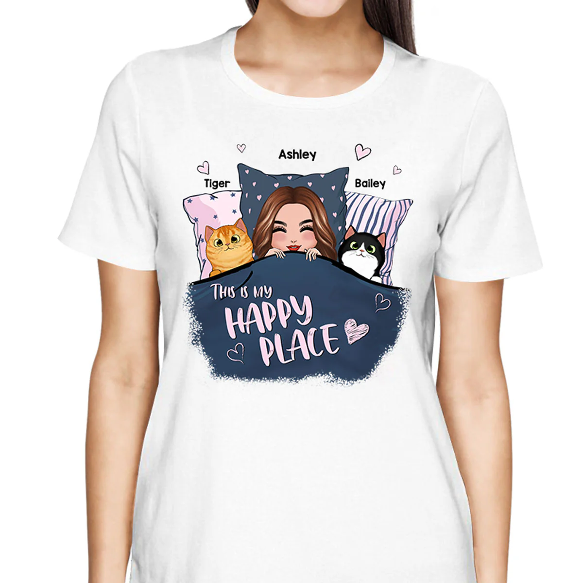 This Is My Happy Place Cat Mom Personalized Shirt - Image 2