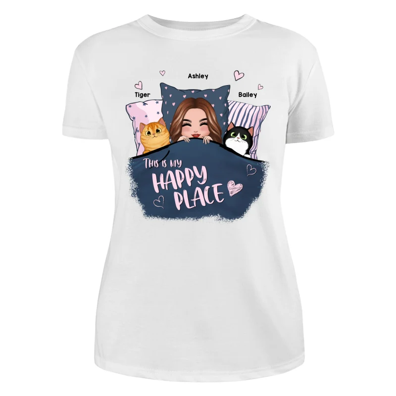 This Is My Happy Place Cat Mom Personalized Shirt - Image 9
