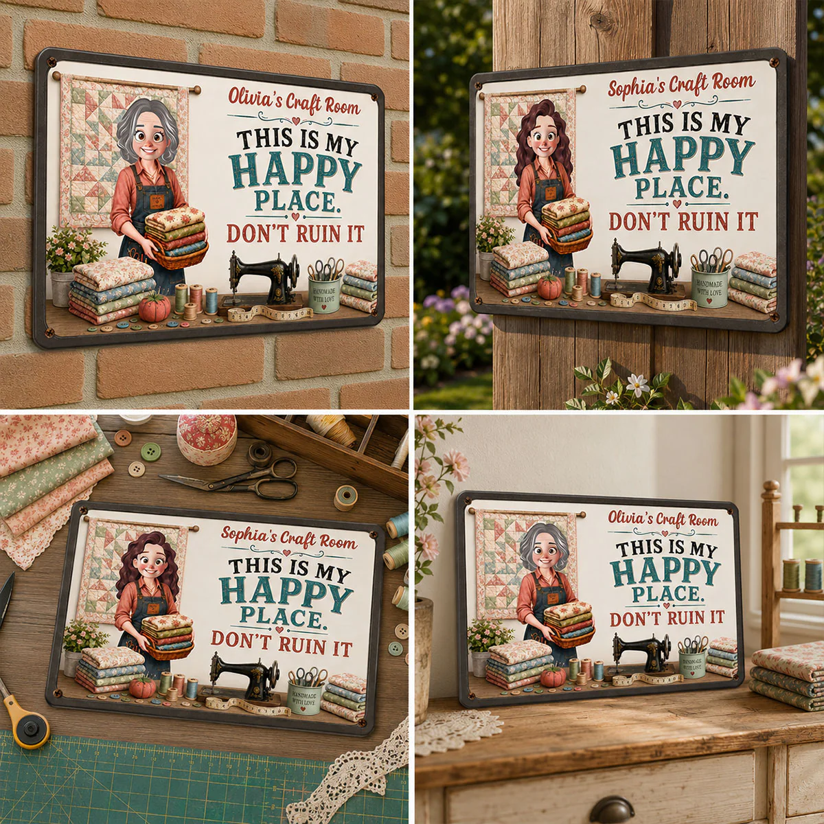 This Is My Happy Place Don't Ruin It Sewing Girl - Personalized Metal Sign - Craft Room Decor - Image 7
