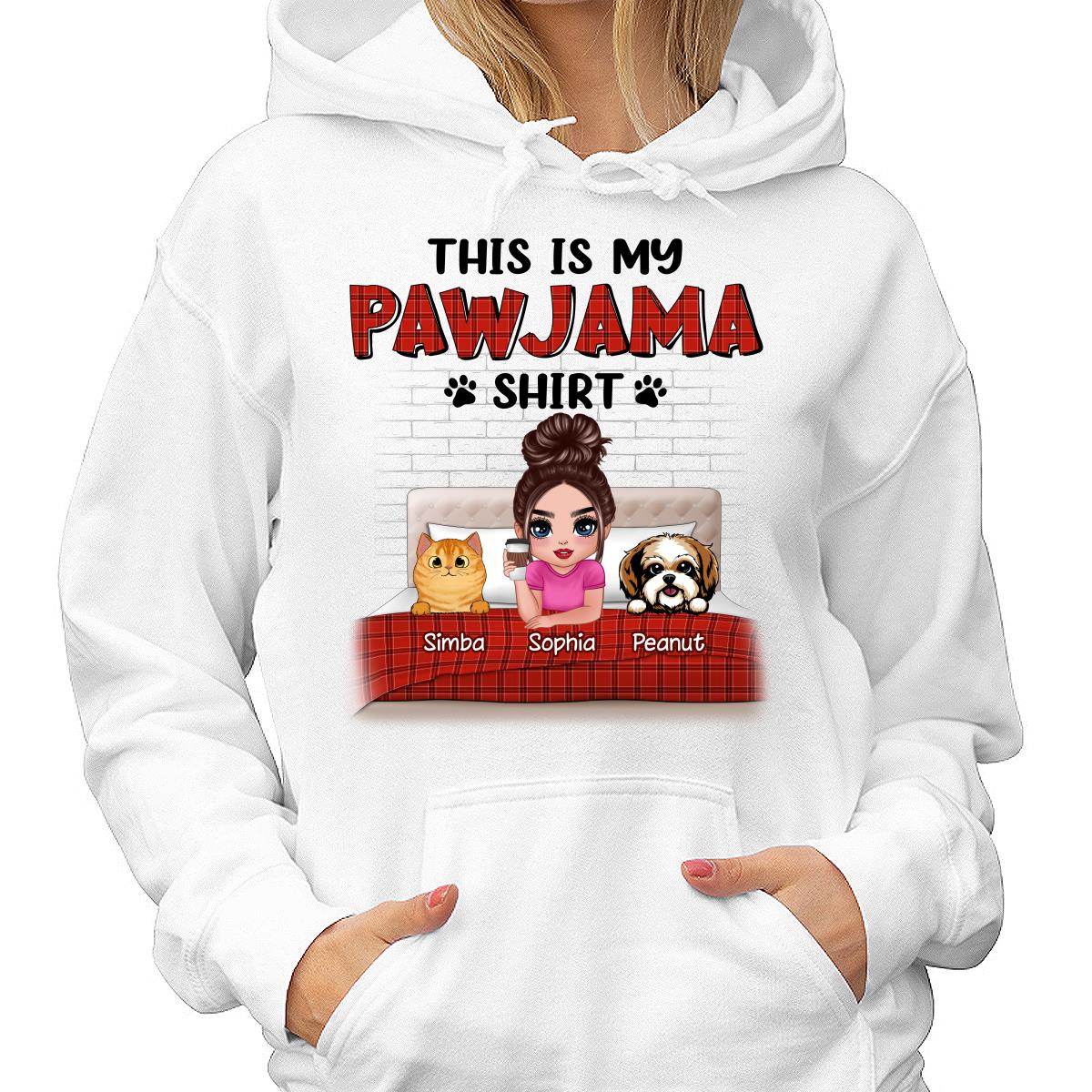 This Is My Pawjama Shirt Dogs Cats On Bed Checkered Pattern Personalized Shirt - Image 4