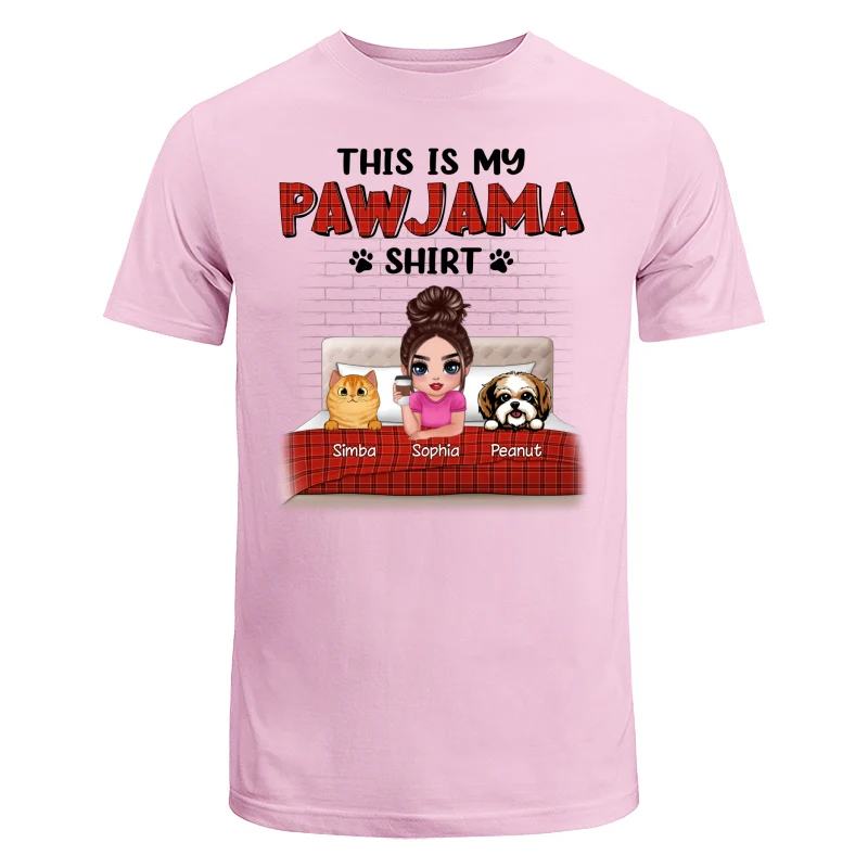 This Is My Pawjama Shirt Dogs Cats On Bed Checkered Pattern Personalized Shirt - Image 7