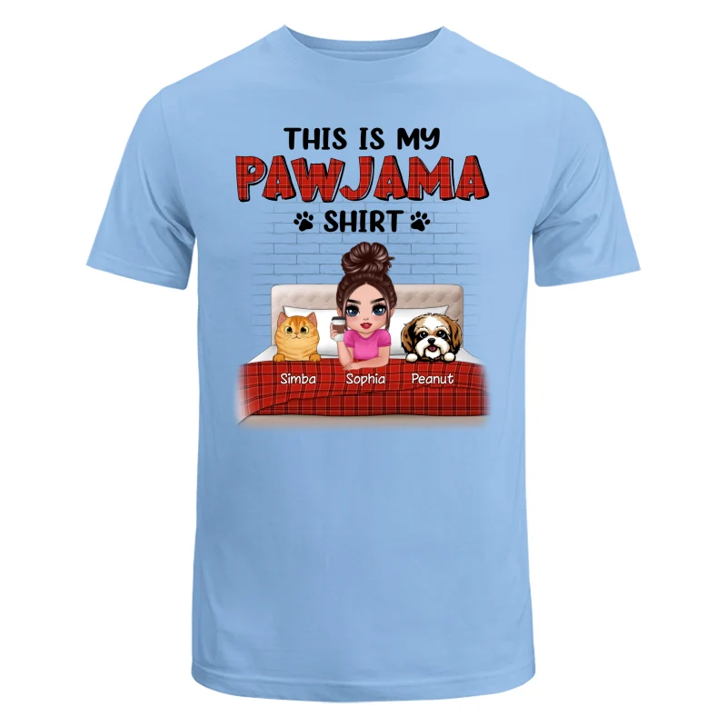This Is My Pawjama Shirt Dogs Cats On Bed Checkered Pattern Personalized Shirt - Image 8