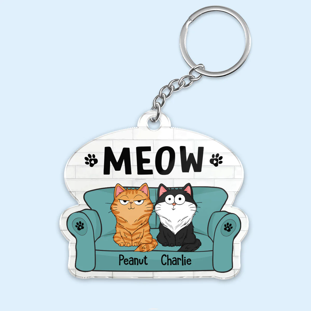 This Is Our Couch Funny Cat Expressions Personalized Acrylic Keychain