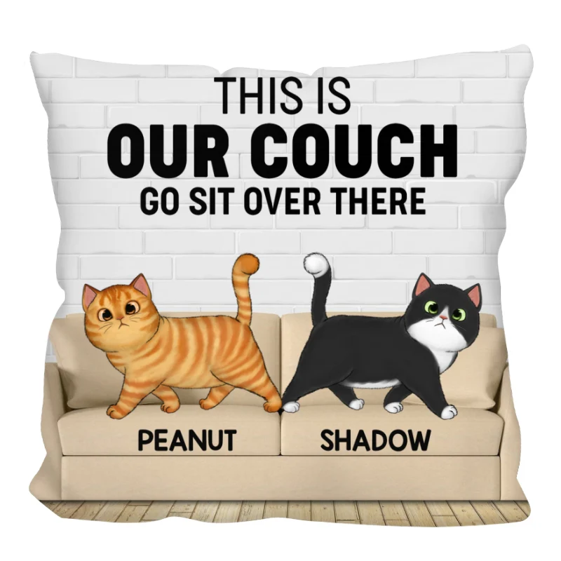 This Is Our Couch Walking Fluffy Cats Personalized Pillow - Image 3