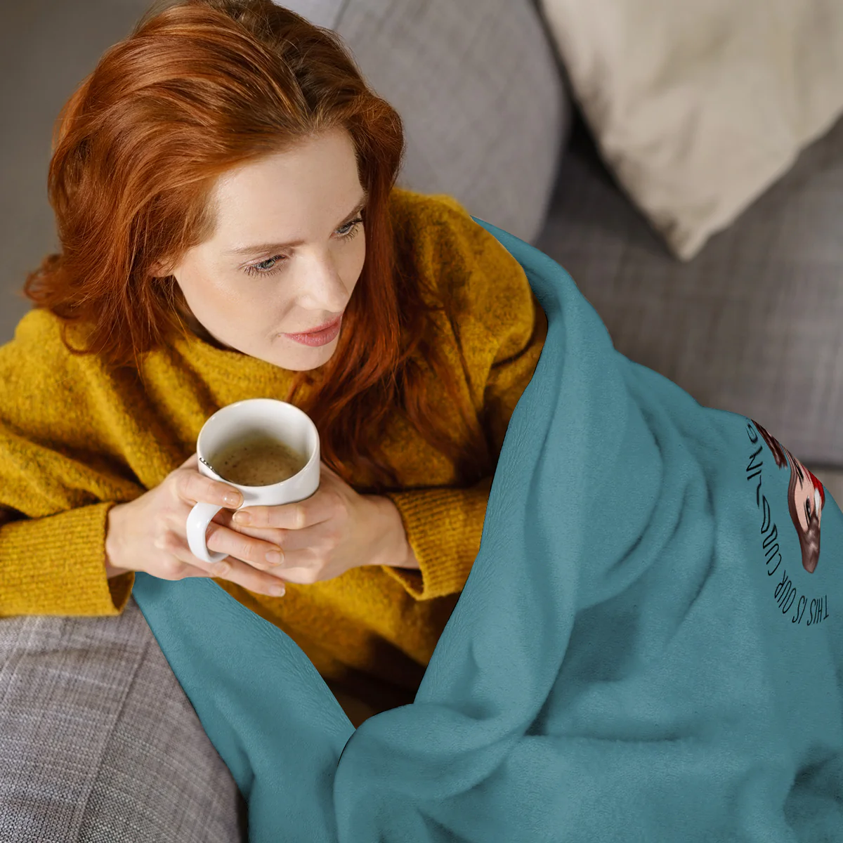This Is Our Cuddling Blanket Couple Holding Drink On Bed Personalized Fleece Blanket - Valentine‘s Day Gift - Anniversary Gift For Him - Gift For Her - Image 3