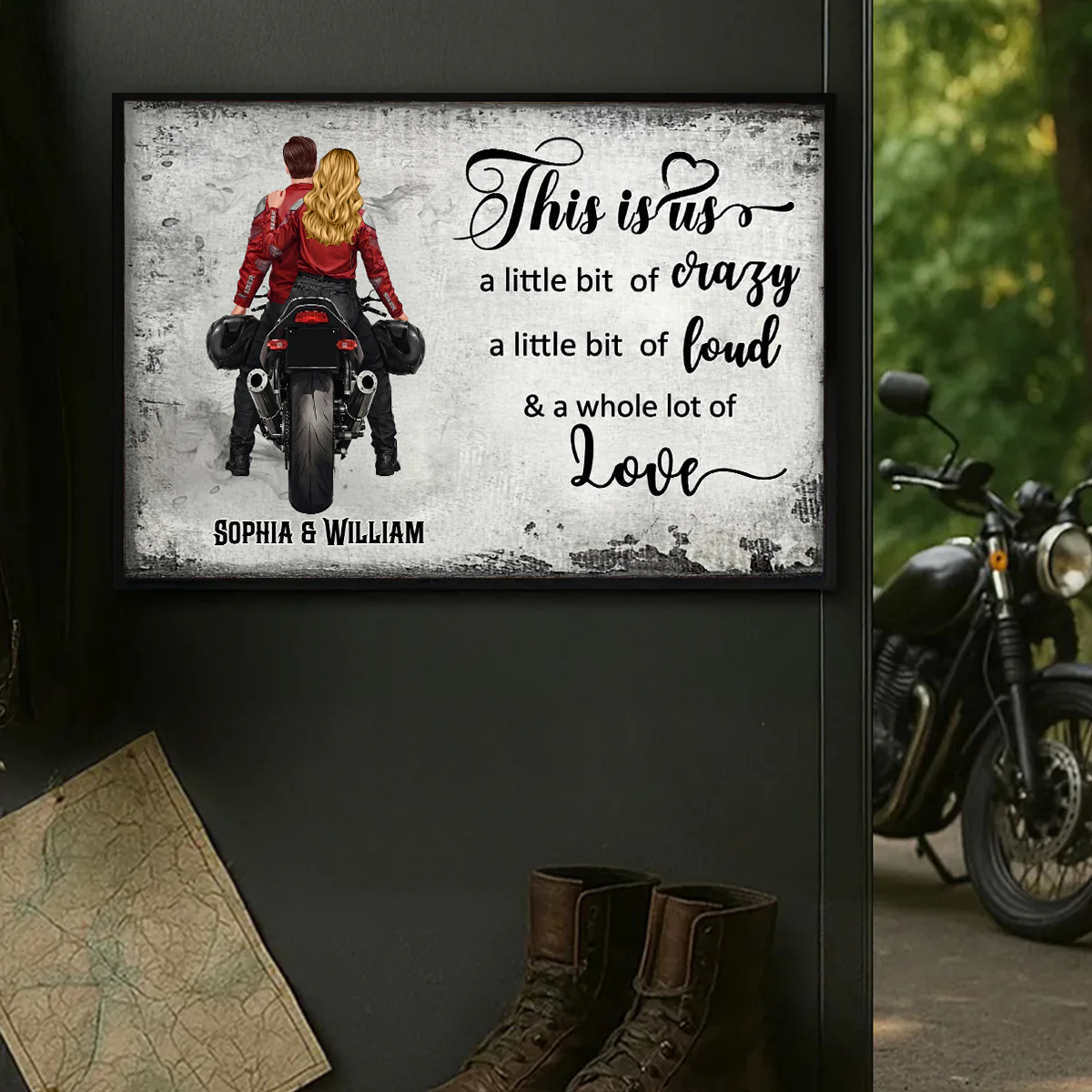 This is Us A Little Bit Crazy A Little Bit Loud Biker Couples - Personalized Poster - Anniversary Gift for him, for her - Image 9