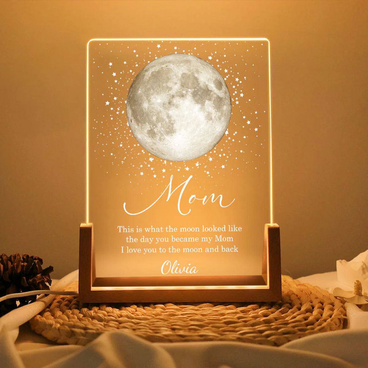 This is What the Moon Look Like the Day You Became My Mom - Personalized LED Night Light - Sentimental Gift for Mom - Image 4