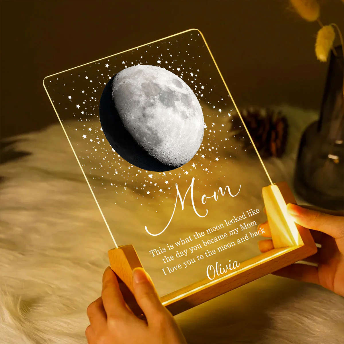 This is What the Moon Look Like the Day You Became My Mom - Personalized LED Night Light - Sentimental Gift for Mom - Image 5