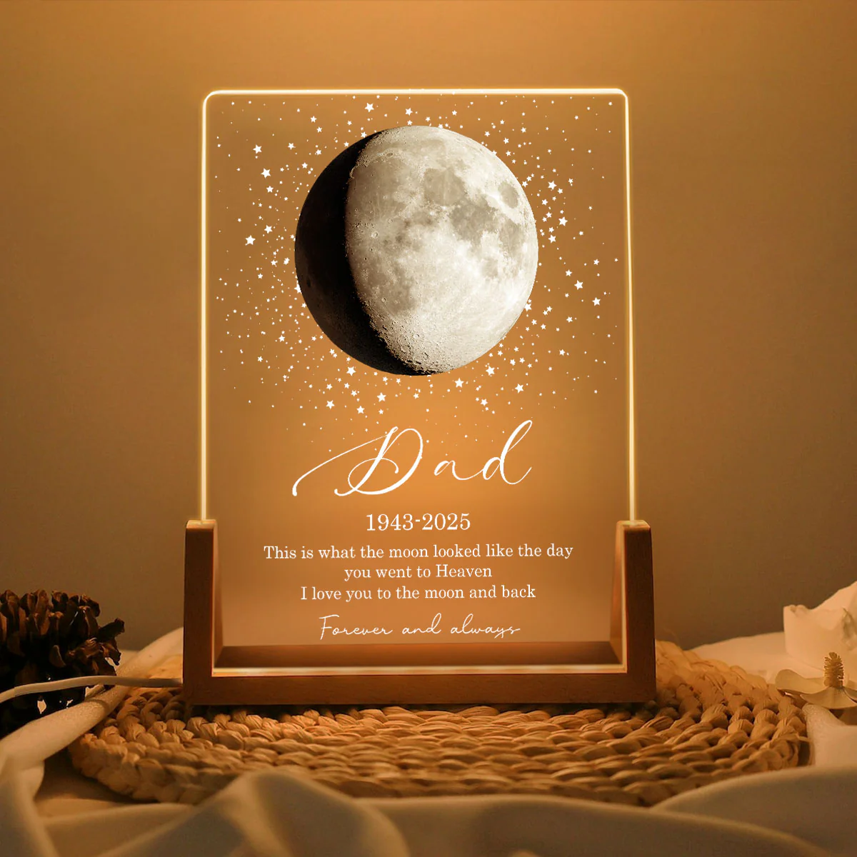 This is What the Moon Look Like the Day You Went to Heaven - Personalized LED Night Light - Heartfelt Memorial Remembrance Keepsake - Image 5