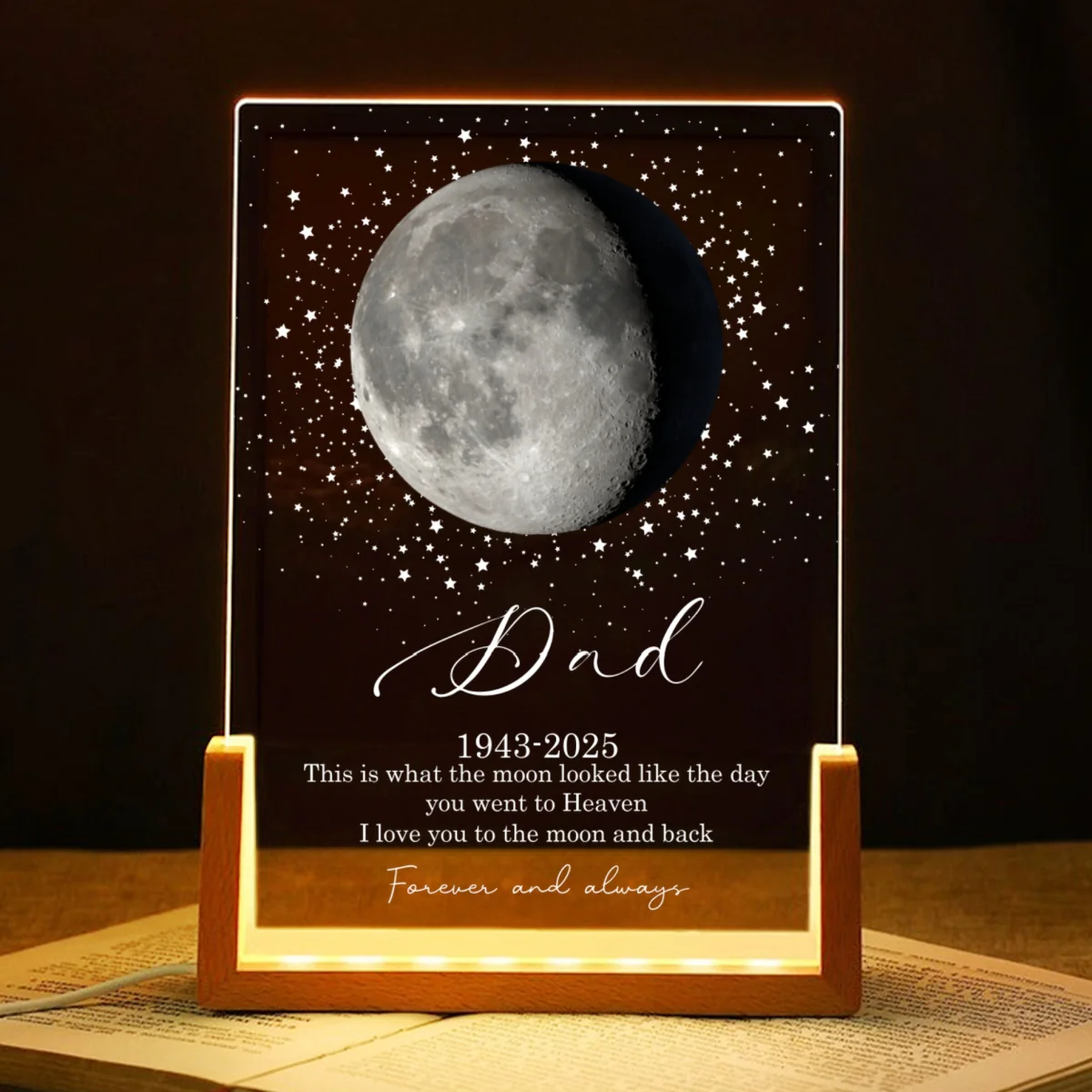 This is What the Moon Look Like the Day You Went to Heaven - Personalized LED Night Light - Heartfelt Memorial Remembrance Keepsake - Image 8