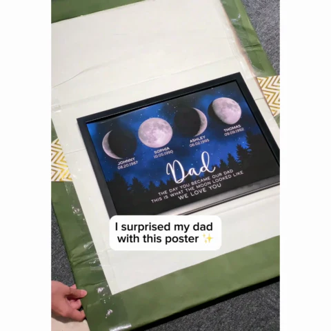 This Is What The Moon Looked Like The Day You Became Dad Grandpa Custom Birth Moon Phase - Personalized Poster - Image 2
