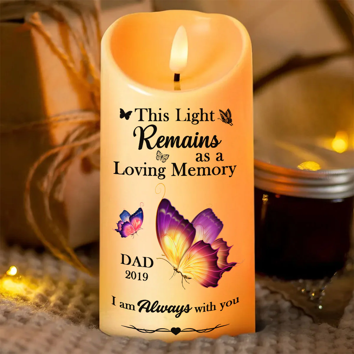 This Light Remains As A Loving Memory Personalized Flameless LED Candle - Christmas Gift, Sympathy Gift For Family Members - Image 5
