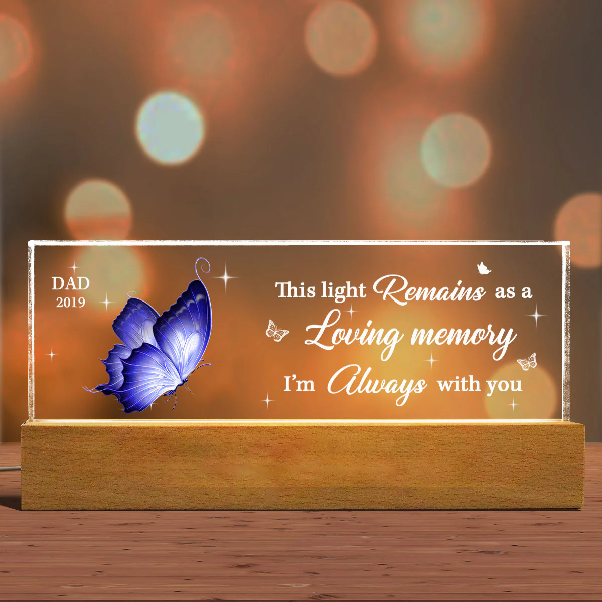 This Light Remains As A Loving Memory We're Always With You Memorial Personalized Acrylic Block LED Night Light, Christmas Sympathy Gift for Loved Ones - Image 3