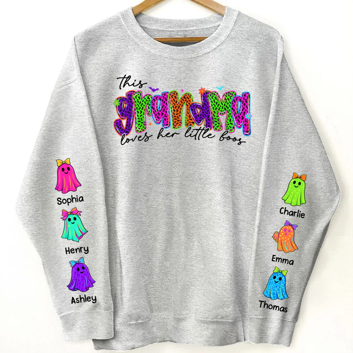 This Mama Loves Her Little Boo Personalized Halloween Sweatshirt, Fall Sweatshirt for Mom Grandma - Image 8