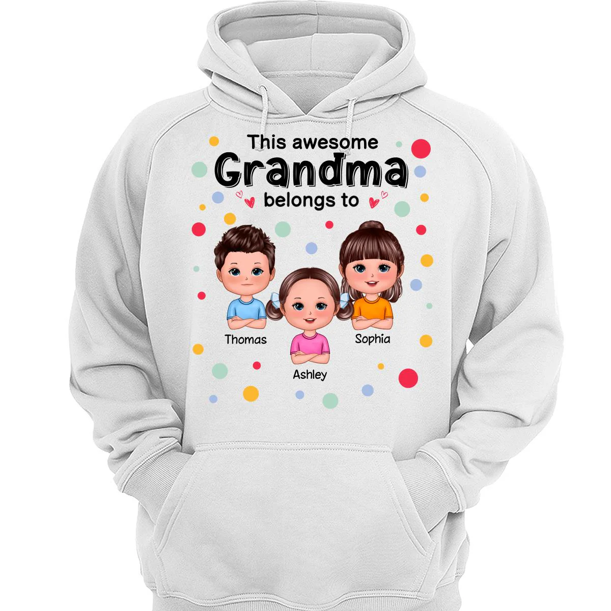 This Mom Grandma Dad Grandpa Belongs To Cute Doll Kids Colorful Dot Personalized Shirt - Image 3