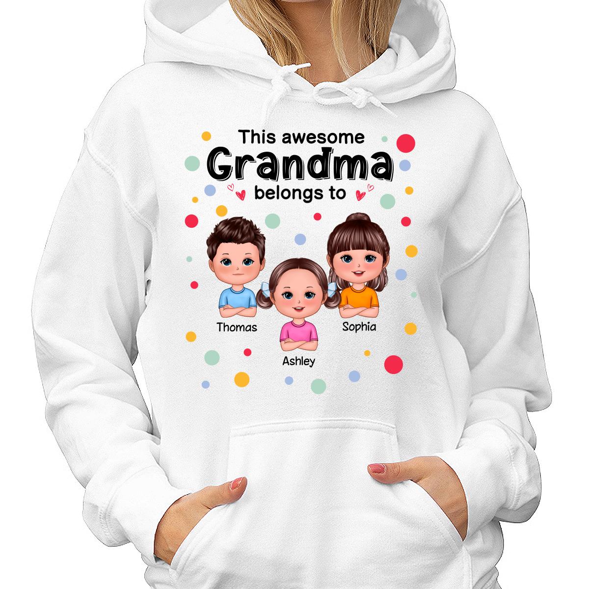 This Mom Grandma Dad Grandpa Belongs To Cute Doll Kids Colorful Dot Personalized Shirt - Image 4