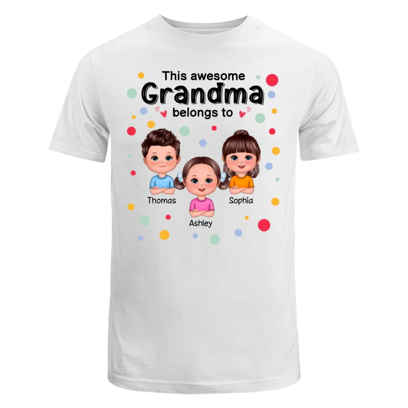 This Mom Grandma Dad Grandpa Belongs To Cute Doll Kids Colorful Dot Personalized Shirt - Image 5