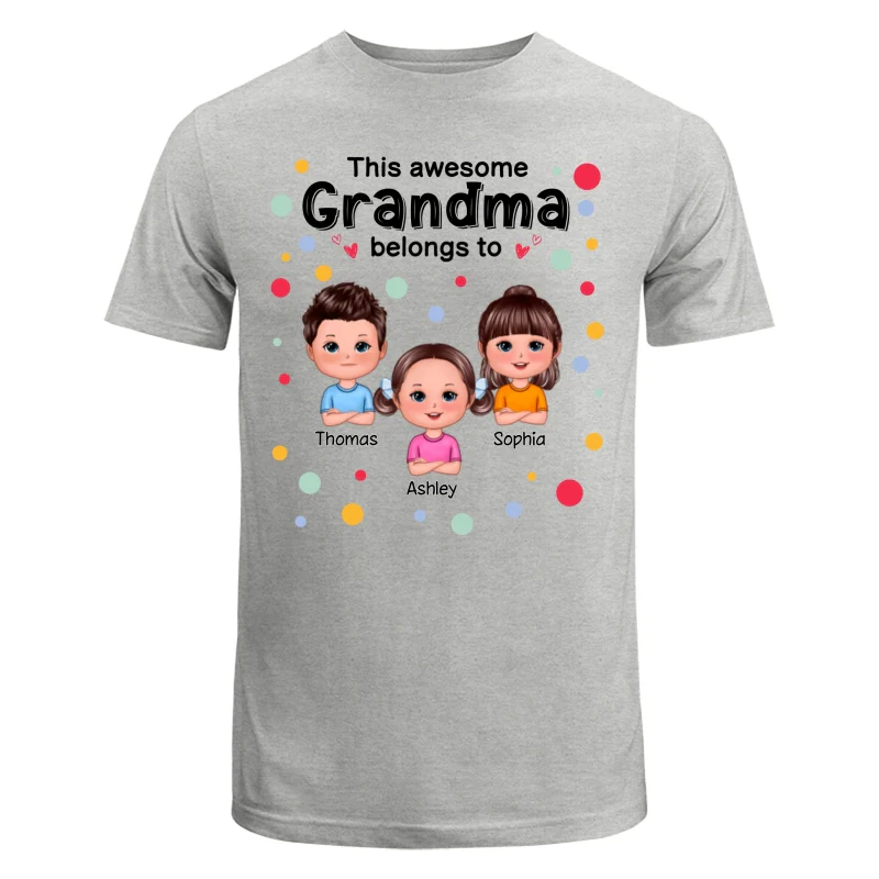 This Mom Grandma Dad Grandpa Belongs To Cute Doll Kids Colorful Dot Personalized Shirt - Image 6