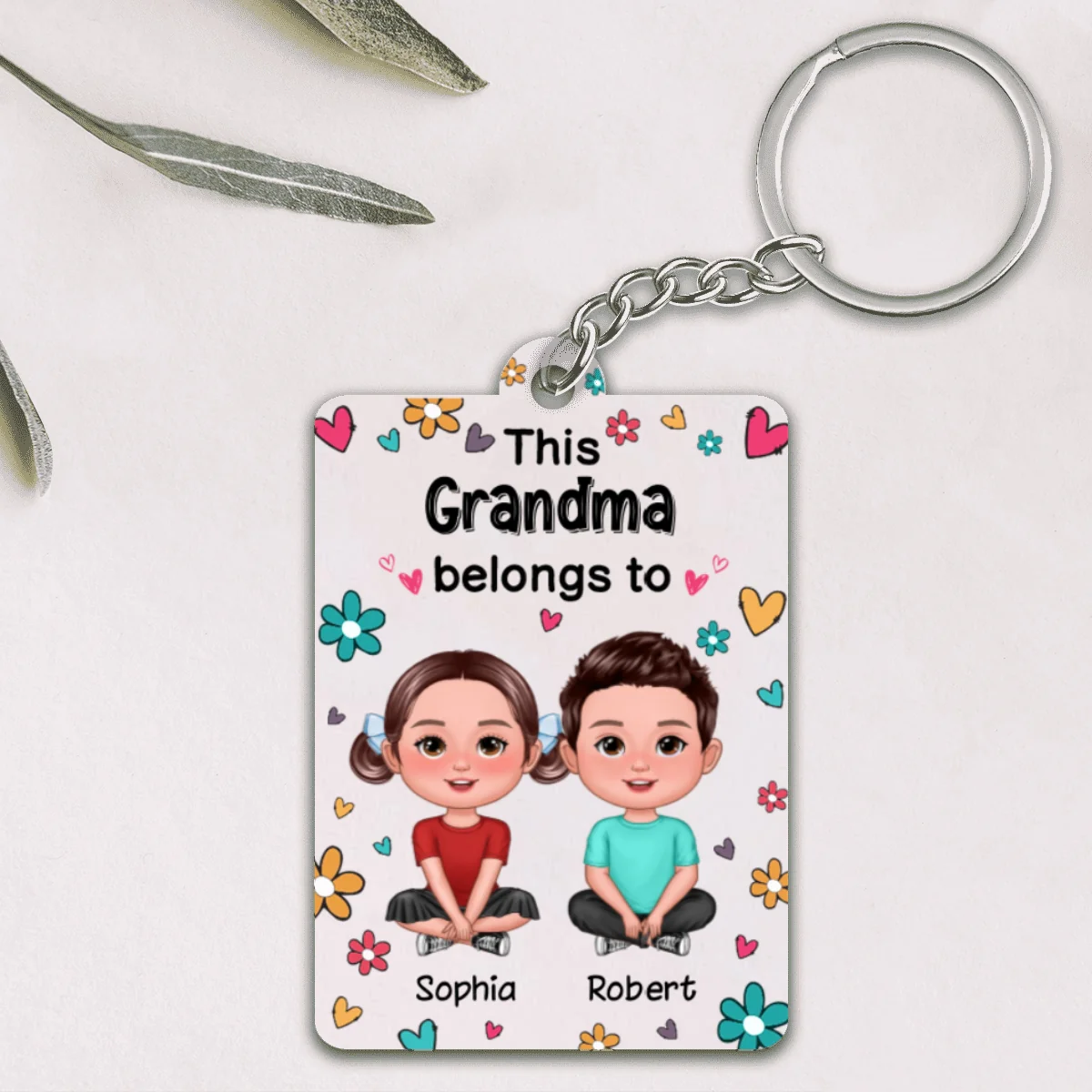 This Mom Grandma Dad Grandpa Belongs To Cute Doll Kids Personalized Acrylic Keychain - Image 4