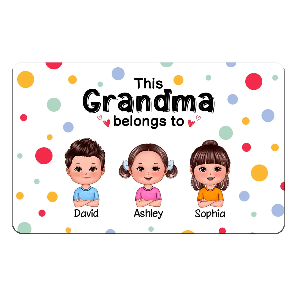 This Mom Grandma Dad Grandpa Belongs To Cute Doll Kids Personalized Metal Wallet Card - Image 2