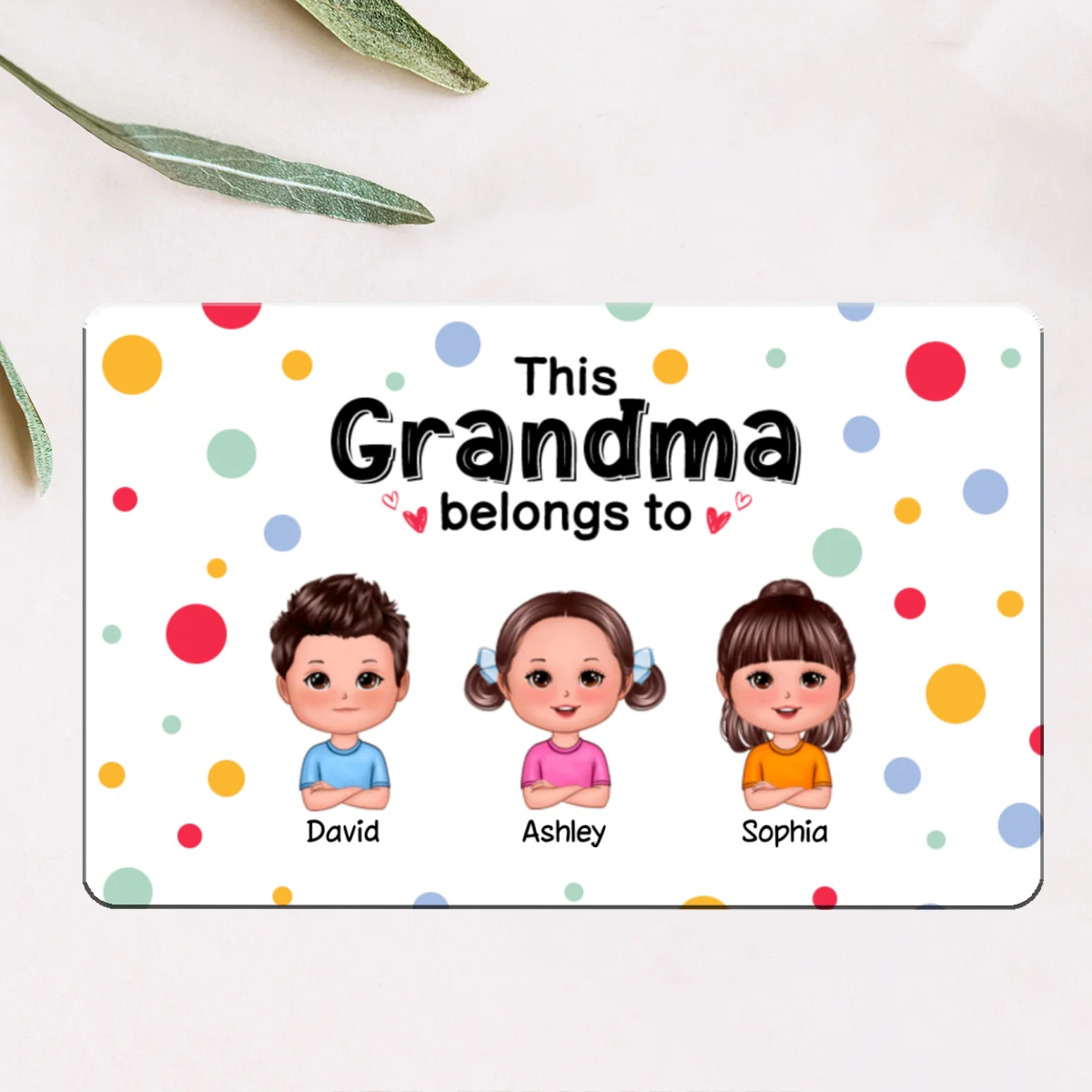 This Mom Grandma Dad Grandpa Belongs To Cute Doll Kids Personalized Metal Wallet Card - Image 6