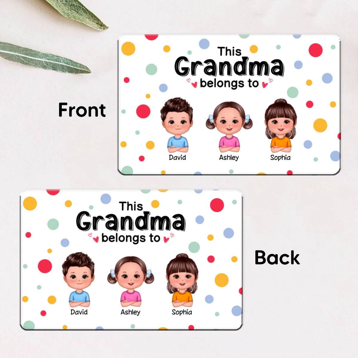 This Mom Grandma Dad Grandpa Belongs To Cute Doll Kids Personalized Metal Wallet Card - Image 7