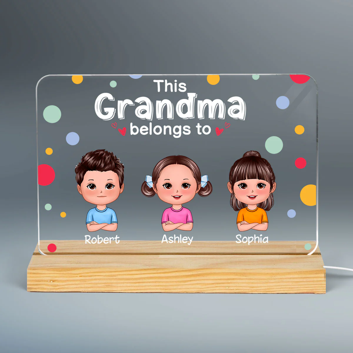 This Mom Grandma Grandpa Dad Belongs To Cute Doll Kids Personalized Horizontal Rectangle LED Night Light - Image 3
