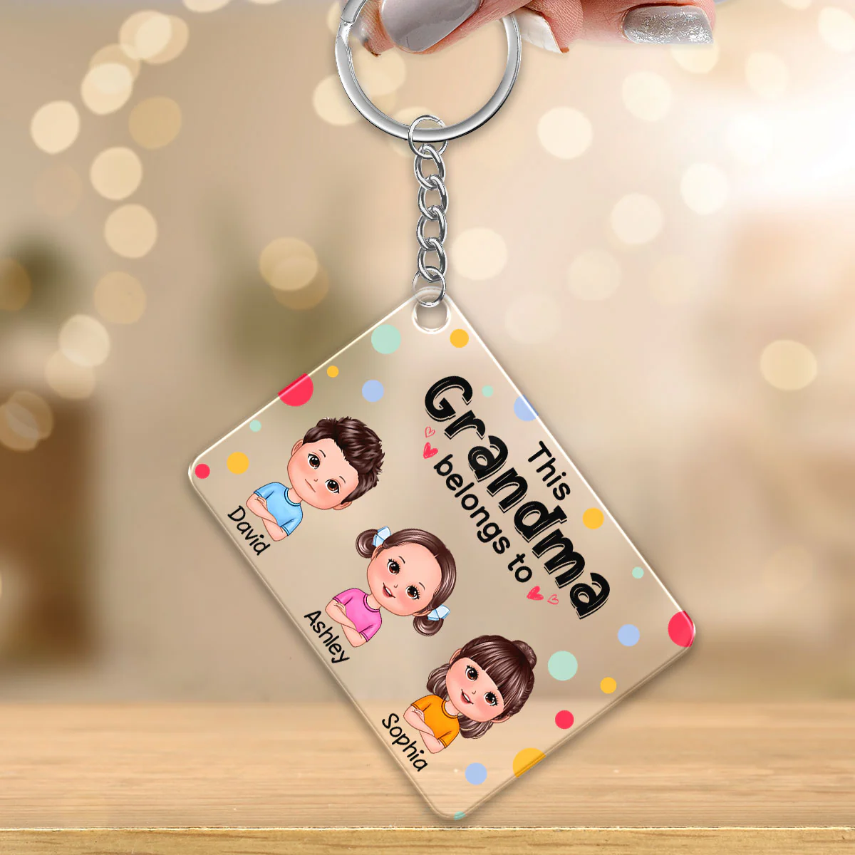 This Mommy Dad Mom Grandma Grandpa Belongs To Cute Doll Kids Personalized Acrylic Keychain