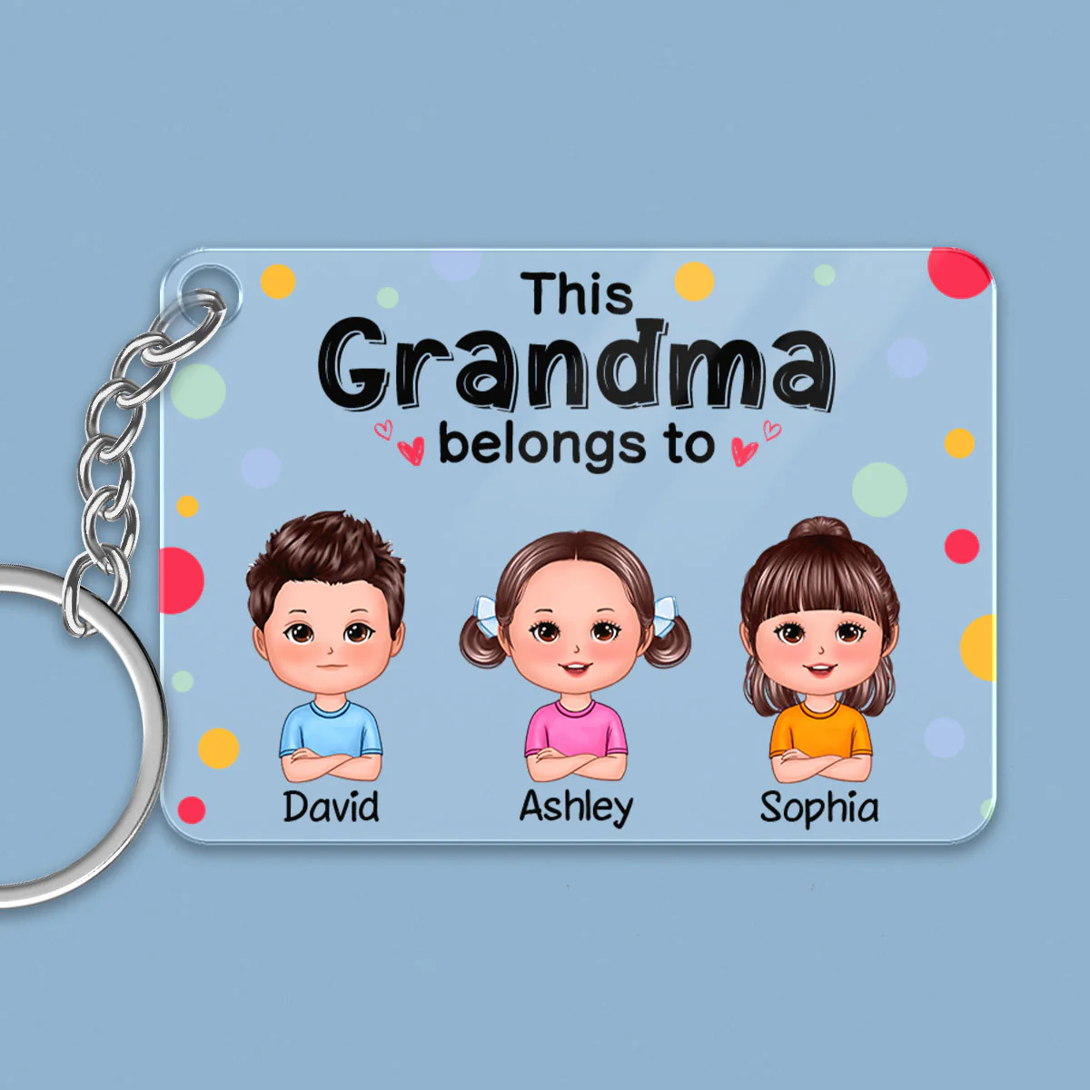This Nana Dad Mom Grandma Grandpa Belongs To Cute Doll Kids Personalized Acrylic Keychain - Image 2