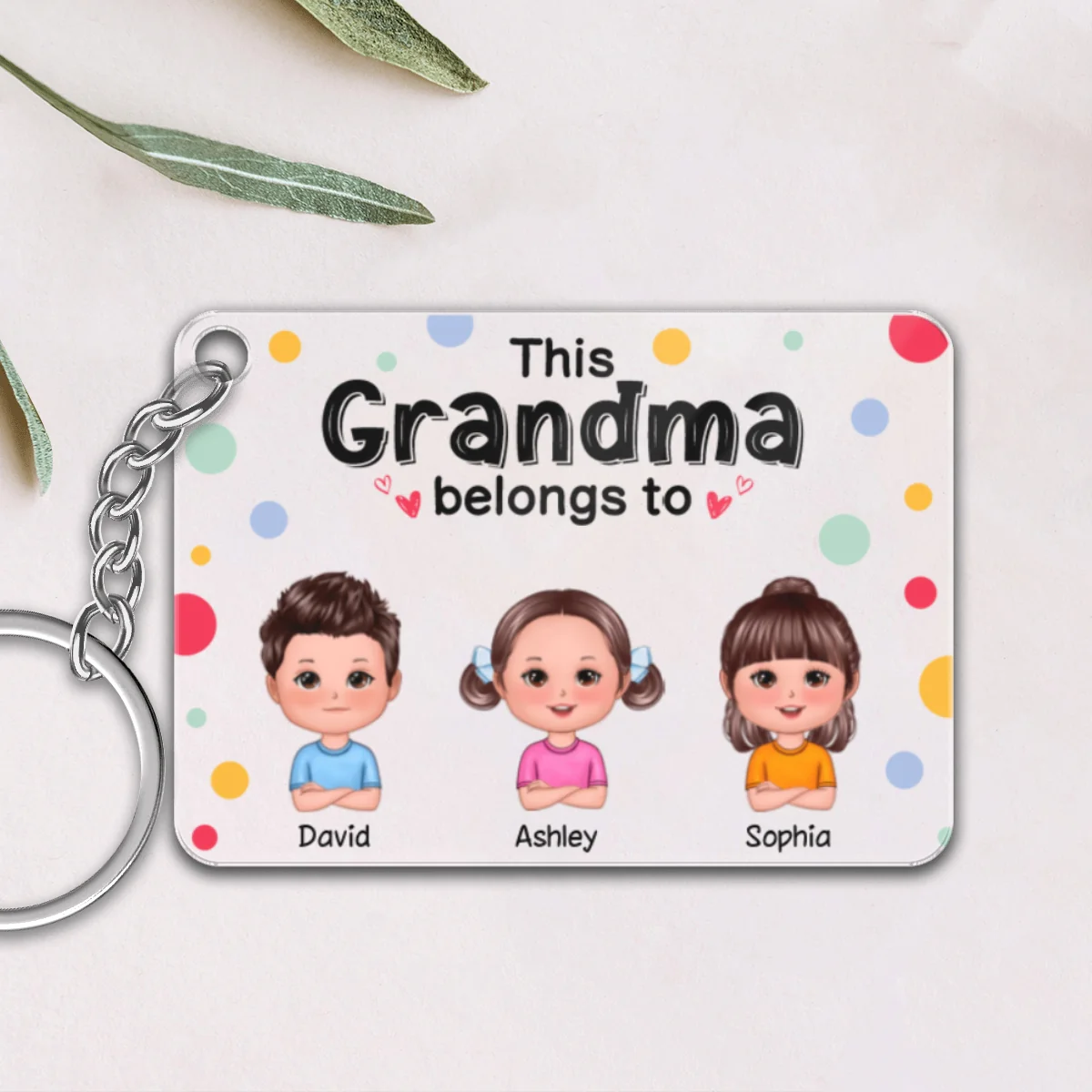 This Nana Dad Mom Grandma Grandpa Belongs To Cute Doll Kids Personalized Acrylic Keychain - Image 4