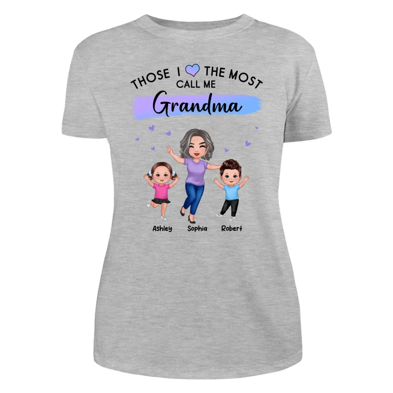 Those I Love The Most Call Me Grandma Doll Grandma & Grandkids Personalized Shirt - Image 10