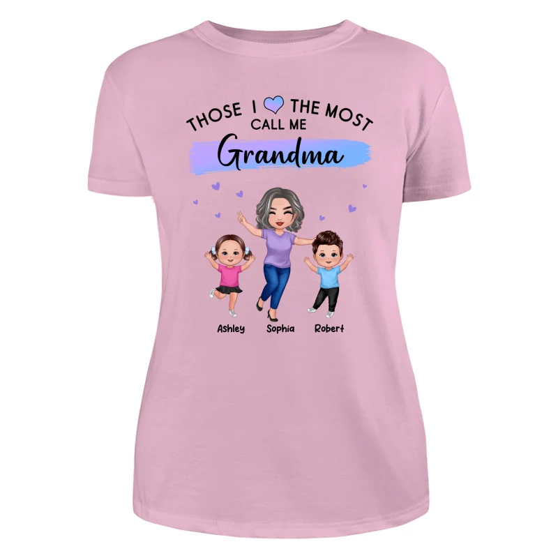 Those I Love The Most Call Me Grandma Doll Grandma & Grandkids Personalized Shirt - Image 11