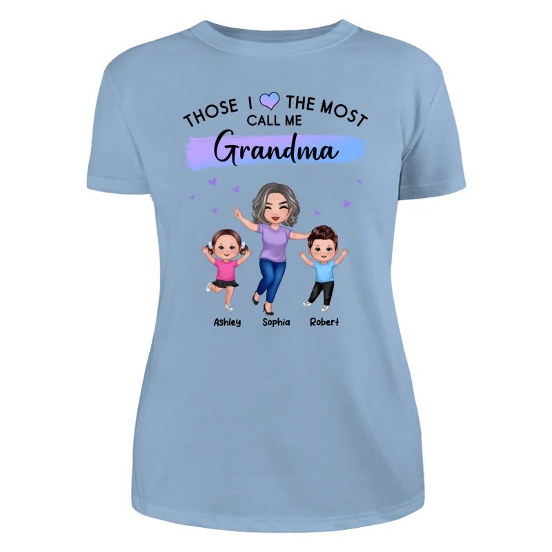 Those I Love The Most Call Me Grandma Doll Grandma & Grandkids Personalized Shirt - Image 12