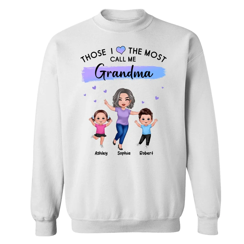 Those I Love The Most Call Me Grandma Doll Grandma & Grandkids Personalized Shirt - Image 17