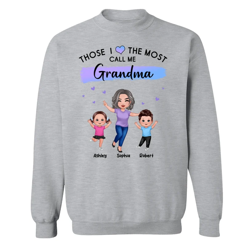 Those I Love The Most Call Me Grandma Doll Grandma & Grandkids Personalized Shirt - Image 18
