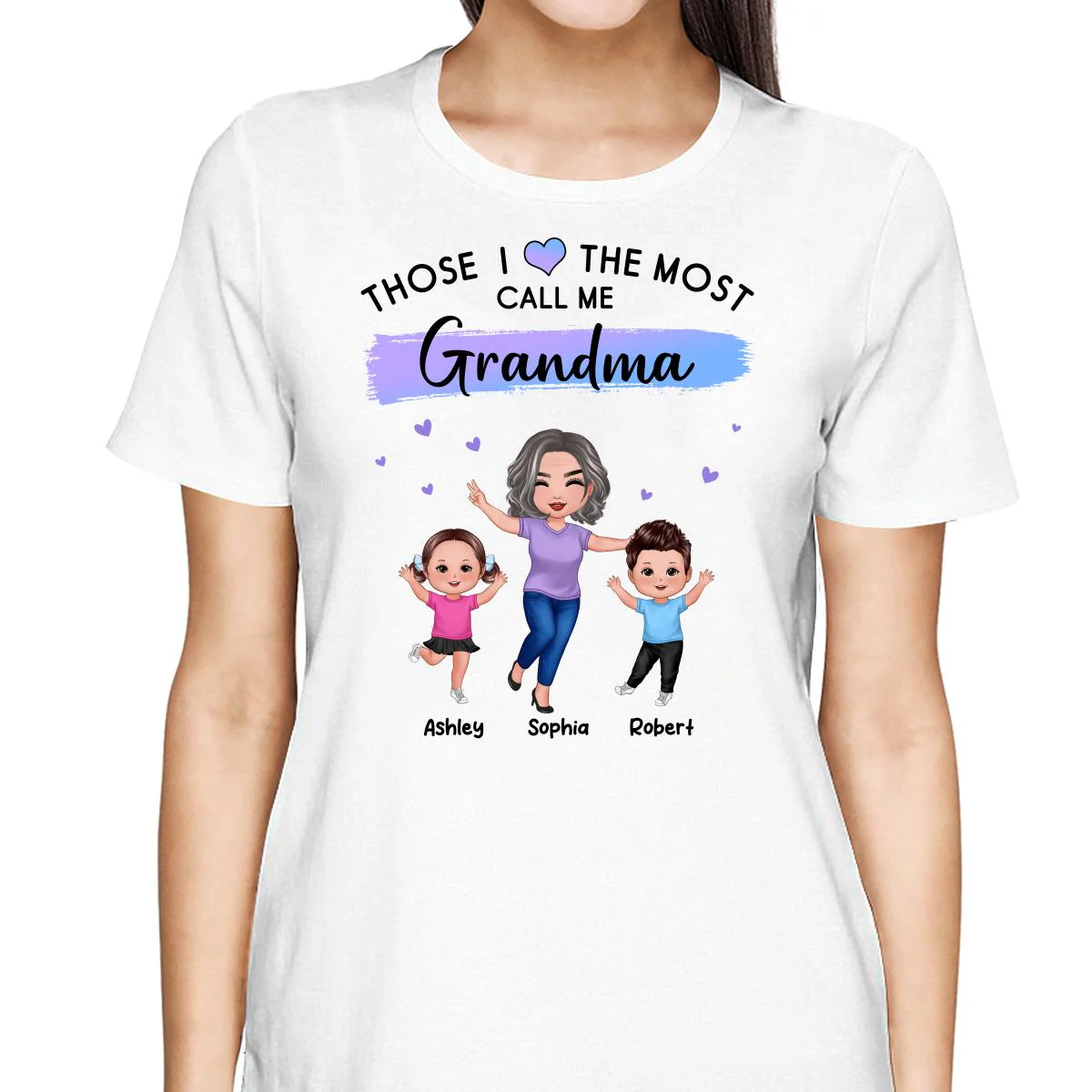 Those I Love The Most Call Me Grandma Doll Grandma & Grandkids Personalized Shirt - Image 2