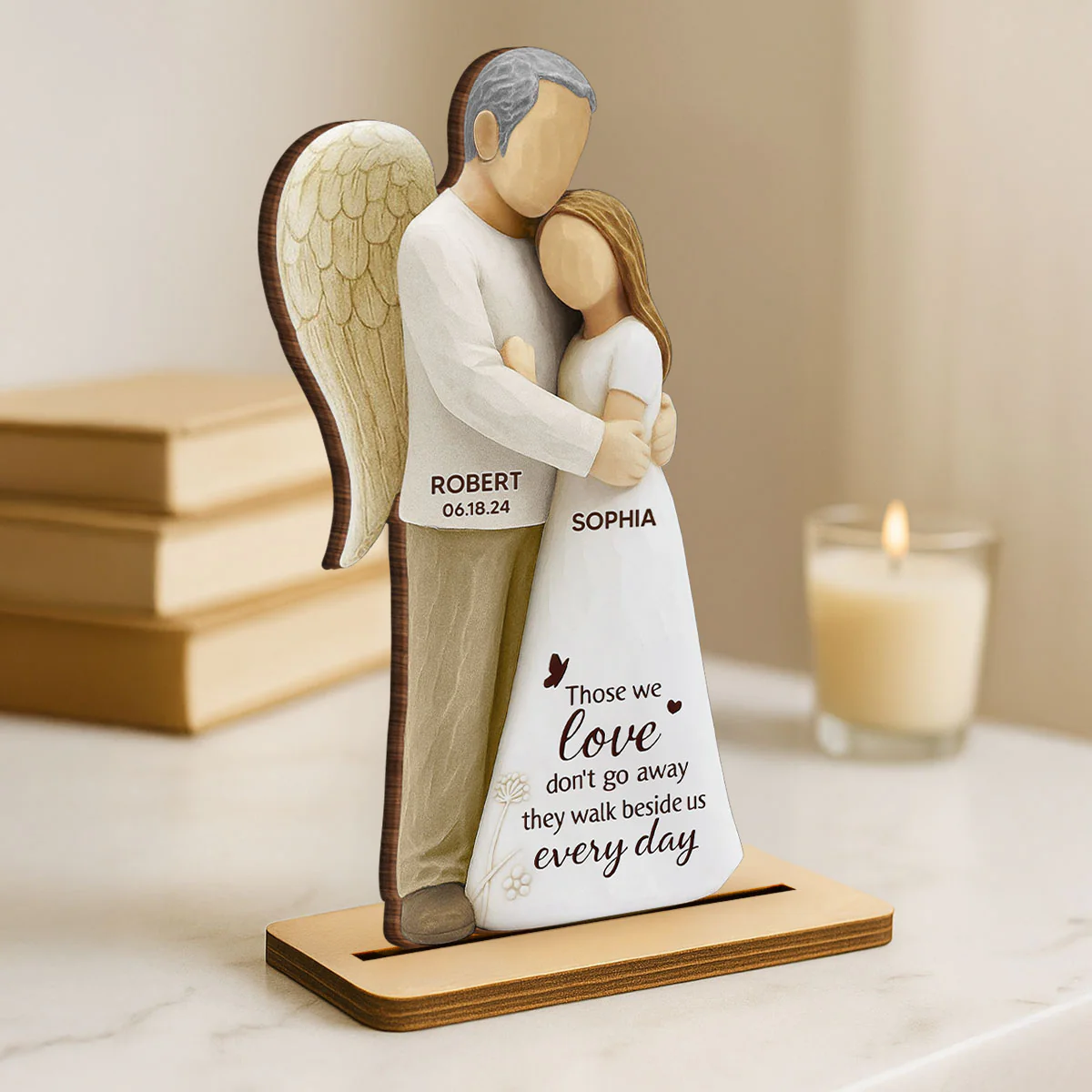 Those We Love Don't Go Away Mom Dad 3D Effect Personalized Standing Wooden Plaque, Sympathy gift, Memorial keepsake - Image 2