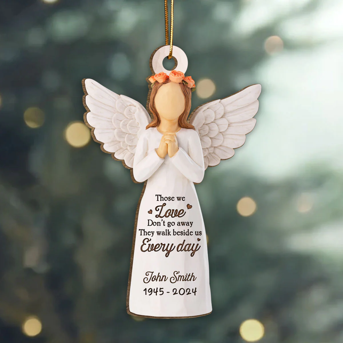 Those We Love Don't Go Away They Walk Beside Us Everyday, Personalized 3D Effect Wooden Ornament, Memorial Sympathy Remembrance Gift for Loved Ones - Image 3